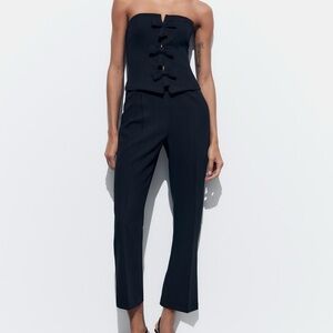 Strapless bow jumpsuit